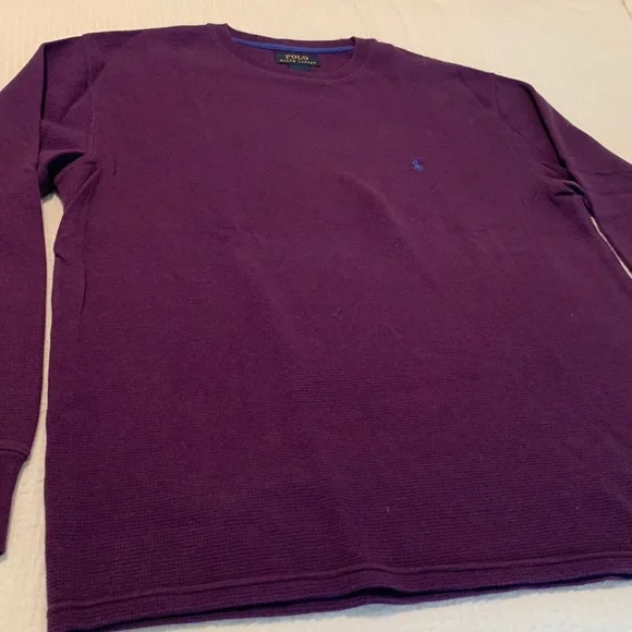 Ralph Lauren polo thermal long sleeve.   100% cotton Tee shirt in purple. - Picture 2 of 5